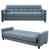 Modern Fabric Sofa Bed 3 Seater Sofa Settee - Convertible Sofa Couch Sleeper - Recliner Couch with Wooden Legs for Living Room/Guest Room/Office