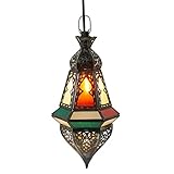 Orientalische Lampe Pendelleuchte Bunt Anya 35cm E14 Lampenfassung | Marokkanische Design Hängeleuchte Leuchte aus Marokko | Orient Lampen für Wohnzimmer Küche oder Hängend über den Esstisch
