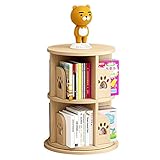 Bücherregale, um 360° drehbares Bücherregal, wecken das Interesse der Kinder am Lesen, rundes CD- und DVD-Aufbewahrungsregal for Kinder mit großer Kapazität ( Color : Wood , Size : 6 layers (50.5*190c