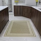 The Rug House Fußmatte | Beige | Langer Kleiner Großer Waschbarer Teppich - 8 Größen verfügbar
