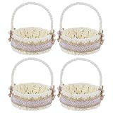 Cabilock 4 Stücke Mini Rattan Korb Blumenkorb mit Henkel Geflochtener Korb Streukorb Hochzeitskorb Blumenkinder Körbchen Picknickkorb Geschenkkorb für Zuhause Wohnzimmer Landhausstil Dekor