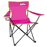 just be... Campingstuhl. Klappstuhl fürs Camping, Angelstuhl mit Armlehne und Getränkehalter in unterschiedlichen Farben - Dunkelpink/Gelb