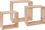 Spetebo Holz Würfel Hängeregal 3er Set - 30/27 / 24 cm - Wandregal zum Hängen in 3 Größen - Cube Hänge Deko Wand Regal