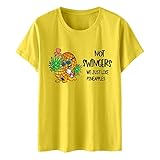 Bluse Damen Dunkelrot 2023 Frühlings- und Sommer-niedliches Muster-Taillen-interessantes Damen-Ananas-T-Shirt bedrucktes Oberteil Damen Elegant Sexy Große Größen