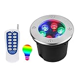 RGB Draussen Einbaustrahler Unterwasser - Led Poolscheinwerfer, IP68 Wasserdichter RF-Fernbedienungs-Einbaustrahler, Edelstahl-Gartenstrahler, Für Gartenteich-Schwimmbad-Terrasse ( Color : 6W , Size :