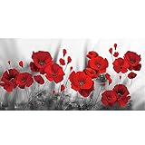 Poster,Kunstdruck Modern Mohnblumen Blume Leinwand Gemälde auf der Wand Kunst Poster und Drucke Rote Blumen Leinwand Kunst Wandbilder für Bettzimmer (Color : White, Size (Inch) : 30x60cm no Frame)