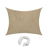 jarolift Sonnensegel Rechteck, Atmungsaktiv, Sonnenschutz Sichtschutz für Terrasse Garten Balkon, HDPE-Gewebe, 400 x 300 cm, Sand