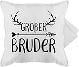 Shirtracer Kissenbezug - Großer Bruder - Kissen - Großer Bruder Geweih Pfeil - 50 x 50 cm - Weiß - grosser - GURLI Kissenhülle