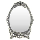 Mothinessto Schminkspiegel, floral, geprägt, praktisch, praktisch, funktional, klares Bild, Retro-Make-up-Spiegel mit Ständer für Kommoden als Geschenk (bronzefarbener Spiegel)