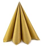 20 x Papierservietten GOLD 40 x 40 cm Servietten Tissue 3-lagig innen Weiss Tischdeko Hochzeit Mundservietten zum falten von FINEMARK