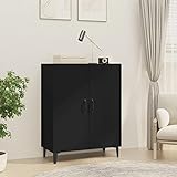 JUNZAI Sideboard, Schlafzimmer Kommode, Komodenschrank, Küchenschrank, Commode, Flurkommode, Schrank, Schlafzimmerkommode, Schwarz 70x34x90 cm Holzwerkstoff