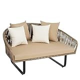 DbHFgjMN Wohnzimmer Chaise Chairs Recliner Sofa Lounge Sessel Polyrattan Lounge Gartenmöbel Sonneninsel XXL Sessel 140 cm Rattan Sitzgruppe für Wohnung Büro und Schlafzimmer