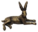 Leonardo Collection Kunstharz-Freisetzung bronziert liegender Hase, Stein, 17 x 9 x 10 cm