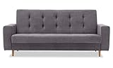 BETTSO -Sofa Schlafsofa Kippsofa Sofa Samt mit Schlaffunktion Klappsofa Bettfunktion mit Bettkasten Couchgarnitur Couch Sofagarnitur-TIGRA (Hellgrau)