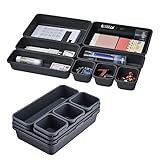Mecctuck 16 Stücke Drawer Organiser System Drawer Organiser Drawer Insert Storage Box Büro & HomeAufbewahrungsbox, Schubladen Organizer Ordnungssystem, Waschbare Aufbewahrungsbox (Dunkelgrau)