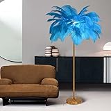 MUZIZY LED-Feder-Stehlampe, Palmen-Straußenfeder-Stehlampen, 1,6 m hoch, 3 Farben dimmbar, Wohnzimmer/Schlafzimmer mit Knopfschalter-Dekorbeleuchtung Happy Many Times