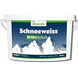 derendo Schneeweiss Ultra hohe Deckkraft - Wandfarbe weiß hohe Deckkraft 10l und Weißgrad - Wandfarbe weiß matt für innen für Wände und Decken 10 Liter