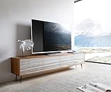 DELIFE TV-Board Kleo Akazie Natur 200 cm 4 Türen Winkelfuß Metall Schwarz Lowboard