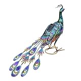 Mokernali Solar-Gartenleuchten Für Den Außenbereich, Pfauenskulpturen aus Metall, Solarleuchten, Gartenstecker Für Rasen, Terrasse, Hof, Gartendekoration Für Außendekorationen(A)