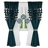 FLYING CURTAINS Einzigartiges Gardine Vorhang Set | Deko Gardinen-Set für Wohnzimmer Schlafzimmer | Fenster-Gardinen Set mit Vorhängen | Scheibengardinen | Modern Home Decor Dekoration L448 250cm Grün