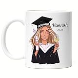 Kiddle-Design Bachelor Master Abitur 2023 Tasse Abschluss Personalisiert Geschenk Name Absolventin Doktor Damen Frauen Schulabschluss Abi