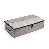 Skycase unterbettkommode,Unterbett Aufbewahrungstasche,Faltbare Unterbettkommode,Aufbewahrungsbehälter mit Griff,Unter Bett Kleideraufbewahrung Organiser,58x30.5x14 cm,Halb Sichtfenster(Dunkelgrau)