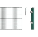 Alberts 643799 Doppelstabmattenzaun als 12 tlg. Zaun-Komplettset | verschiedene Längen und Höhen | grün | Höhe 120 cm | Länge 10 m