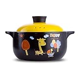 Runde Auflaufform aus Keramik mit Cartoon-Muster/Tonküche/Tonküche/Keramik-Kochgeschirr, hitzebeständige Geschenkbox (Größe: 4000 ml) (2500 ml)