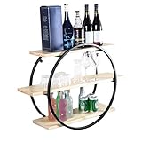 Schweberegale 3 Etagen Wandregale Rund Wandregal Holz Metall Eisen Rack Wohnzimmer Schlafzimmer Bücherregal Weinregal Trennwand Dekorationen Design Regal