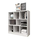 Coemo Raumteiler Split Bücherregal Weiß Büroregal 3 Etagen Würfelregal mit 8 Fächern, Standregal, Aktenregal 100x30x106cm