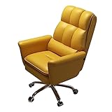 YCKEGEW Ergonomischer Stuhl, Arbeitsstuhl Lendenwirbelstütze Gepolsterter Sitz Bürostuhl Mit Rädern, Flexibler Drehstuhl Höhenverstellbar Leder Gaming Stuhl (Color : Yellow)