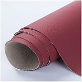 Kunstleder Meterware Lederstoff Tief Rot Kunstleder Stoff 1.38 Meter Verbreitert，Dicke 1.1mm PU Leder Stoff Imitation Leder Weiche Tasche Harte Tasche DIY Nachttisch Sofa Kunstleder(Size:5M×1.38M)