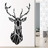 3D Spiegel Hirsch Wandtattoos Wandbilder Dreidimensionale Wandaufkleber Aufkleber DIY Deko Wandtattoo Wohnzimmer Schlafzimmer Tv Sofa Hintergrund Wandkunst Wandsticker (M, Schwarz)