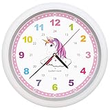 Isabel Iven Wanduhr Kinder Lautlos Einhorn - Farbenfrohe Kinderwanduhr Mit Lautlosem Uhrwerk - Wanduhr Für Mädchen Und Jungen - Bunte Lernuhr Für Kinder 30,5 cm Von Designerin