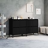 ZEYUAN Sideboards 2 STK Kommode Schlafzimmer, Schlafzimmer Möbel, Esszimmer Schrank, Komodenschrank, Büromöbel, Buffetschrank, Schwarz 60x35x70 cm Holzwerkstoff