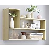 Wandregal Regalbrett Schweberegale An Der Wand Montierte Schwebende Regale, Dekoratives Regal Mit Großem Stauraum Für Schlafzimmer, Badezimmer, Heimbüro, Wohnzimmer(Size:60*13*60cm,Color:Helles Holz)