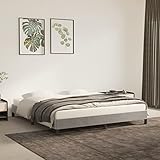 Chusui Bettgestell, Bett, Familienbett, Bettrahmen, Bed Frame, Bettstell, Bettboden, Hellgrau 160x200 cm Samt