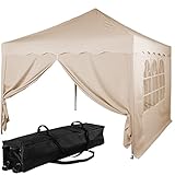 INSTENT Pavillon 3 x 3 m Basic wasserdicht UV Schutz 50+, Champagner mit 2 Seitenteilen