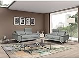 Vente-unique - Relaxsofa elektrisch 3+2 Sitzer - Leder & Kunstleder - Taupe - SPARTE