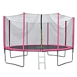 JAWINIO Trampolin Gartentrampolin Trampolin Kinder Komplett-Set Leiter Sprungtuch Randabdeckung (305 cm, Pink)
