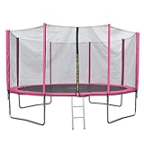 JAWINIO Trampolin Gartentrampolin Trampolin Kinder Komplett-Set Leiter Sprungtuch Randabdeckung (305 cm, Pink)