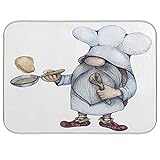 Lustiger Wichtel-Bäcker-Abtropfmatte, niedlicher Koch, schnell saugfähig, Geschirr-Pad, Babyflaschen-Abtropfmatten, hitzebeständig, Küchendekoration für Arbeitsplatte, 45,7 x 61 cm