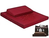 Zafu Zabuton Meditationsset bestehend aus Zafu Meditationskissen und Zabuton Matte für Sitzmeditation und Yoga mit Abnehmbares Reißverschluss-Design (Mönchsrot,80*80cm)