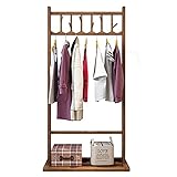Garderobenständer, chinesischer Stil, Massivholz, für Wohnzimmer, Schlafzimmer, Bodenstehend, Kleiderständer, Schuhregal (Farbe: Holzfarben)