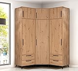 Marmex Der Garderobe set Arti 6 - Kleiderschrank auf Beinen eine Reihe von Kleiderschränken für Flur Schlafzimmer Zimmer. Großer Eckschrank mit Verlängerung, Regalen, Kliderstange (155 x 155 x 240 cm)