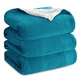 BEDSURE Decke Sofa Kuscheldecke Türkis - warm Sherpa Sofaüberwurf Decke, Dicke Sofadecke Couchdecke, 230x270 cm Flauschige Wohndecke für Couch