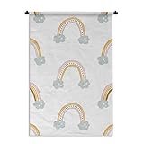 Tapisserie Kinderzimmer Muster - Kindermuster mit dünnen Regenbogen mit Wolken Wandteppich Baumwolle 60x90 cm - Wandteppich mit Foto
