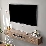 Schwebender TV-Ständerschrank, Projektoren und Spielekonsolen, wandmontierte TV-Schränke aus Holz, geeignet für Unterhaltungsräume im Wohnzimmer/Grau/130 cm/Kaffee/150 cm