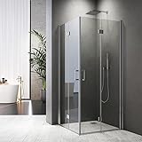 Drehfalttür Duschkabine 180° Eckeinstieg,Dusche Falttür,Duschabtrennung 120x90x195cm 6mm ESG Sicherheitsglas