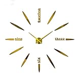 WEI-LUONG Wanduhr, Spiegel, Acryl, Metall, super groß, digitale Uhren, personalisierbar, Gold, 119,4 cm